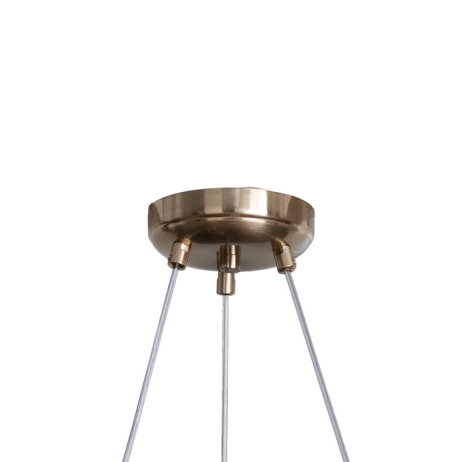 Suspension Tolosa, Ø 52 cm, laiton, à 6 lampes, verre, bois