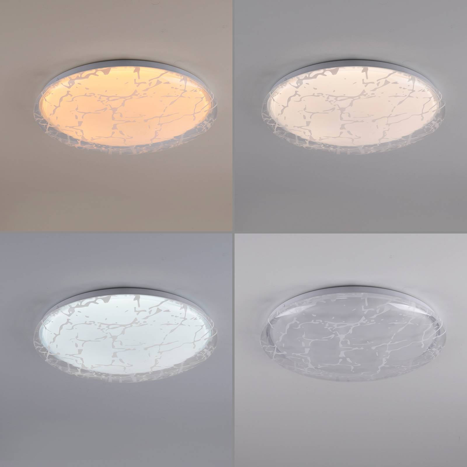 Lampa sufitowa LED ART Plafo 14008, biała, żelazna, z pilotem