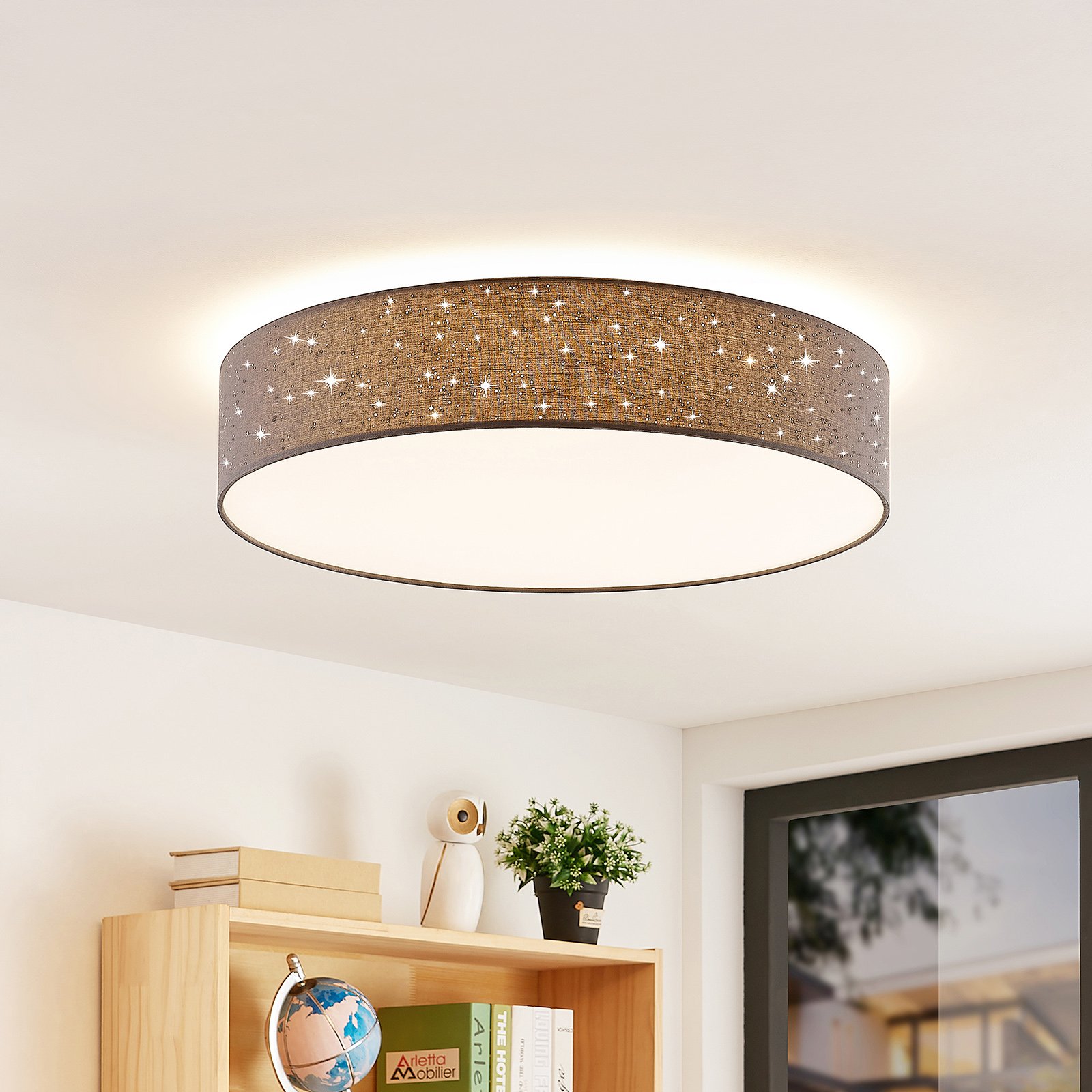 Lindby Ellamina LED-Deckenlampe, 60 cm, dunkelgrau