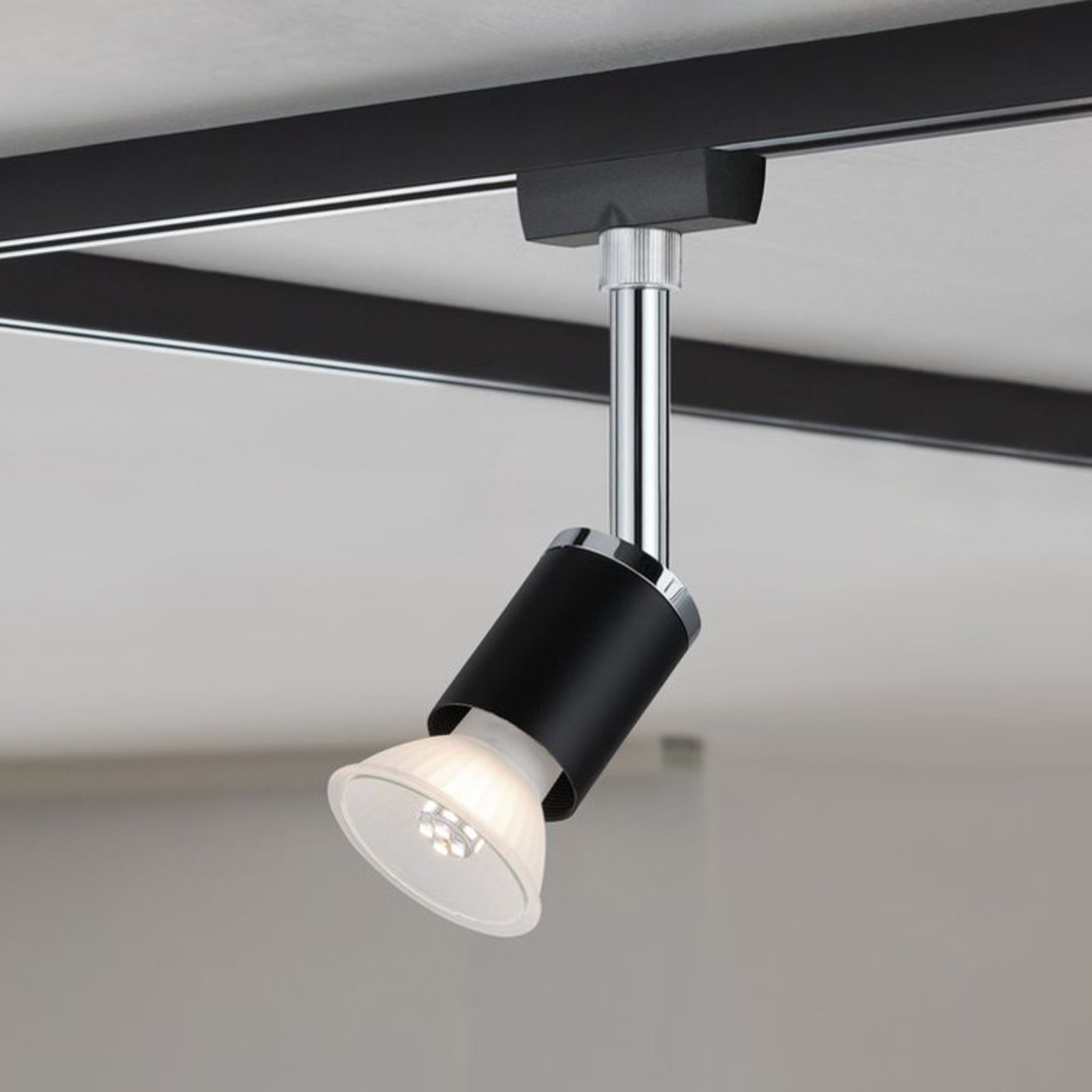 Paulmann URail Pure II spot dimmable, matt black, for Living / Dining Room, plastic, metal, GU10, 10 W, energy efficiency: A++, L: 5.8 cm, W: 6.6 cm, H: 15.1 cm