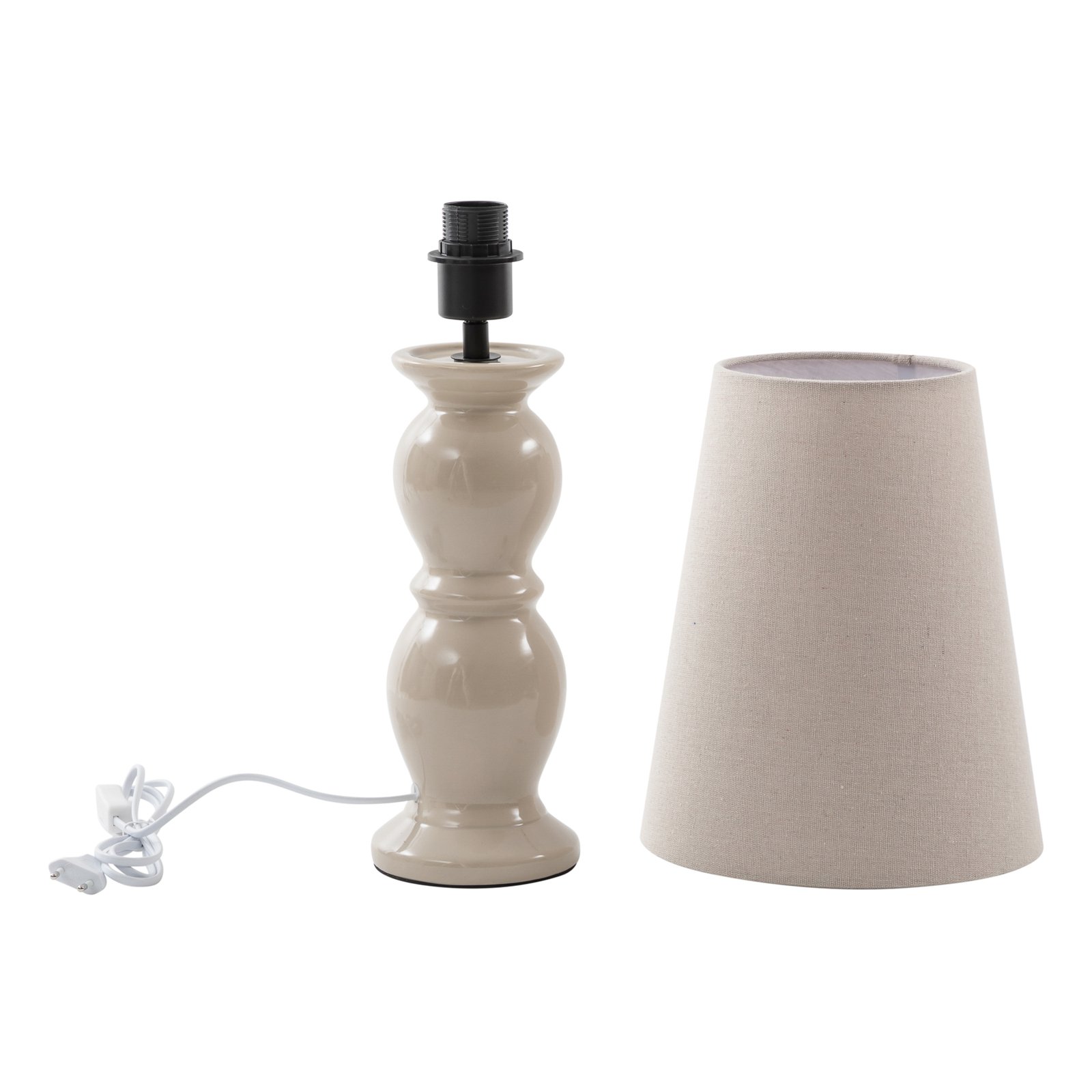 Lampa stołowa Lucande Lyndorin, beżowy, ceramika