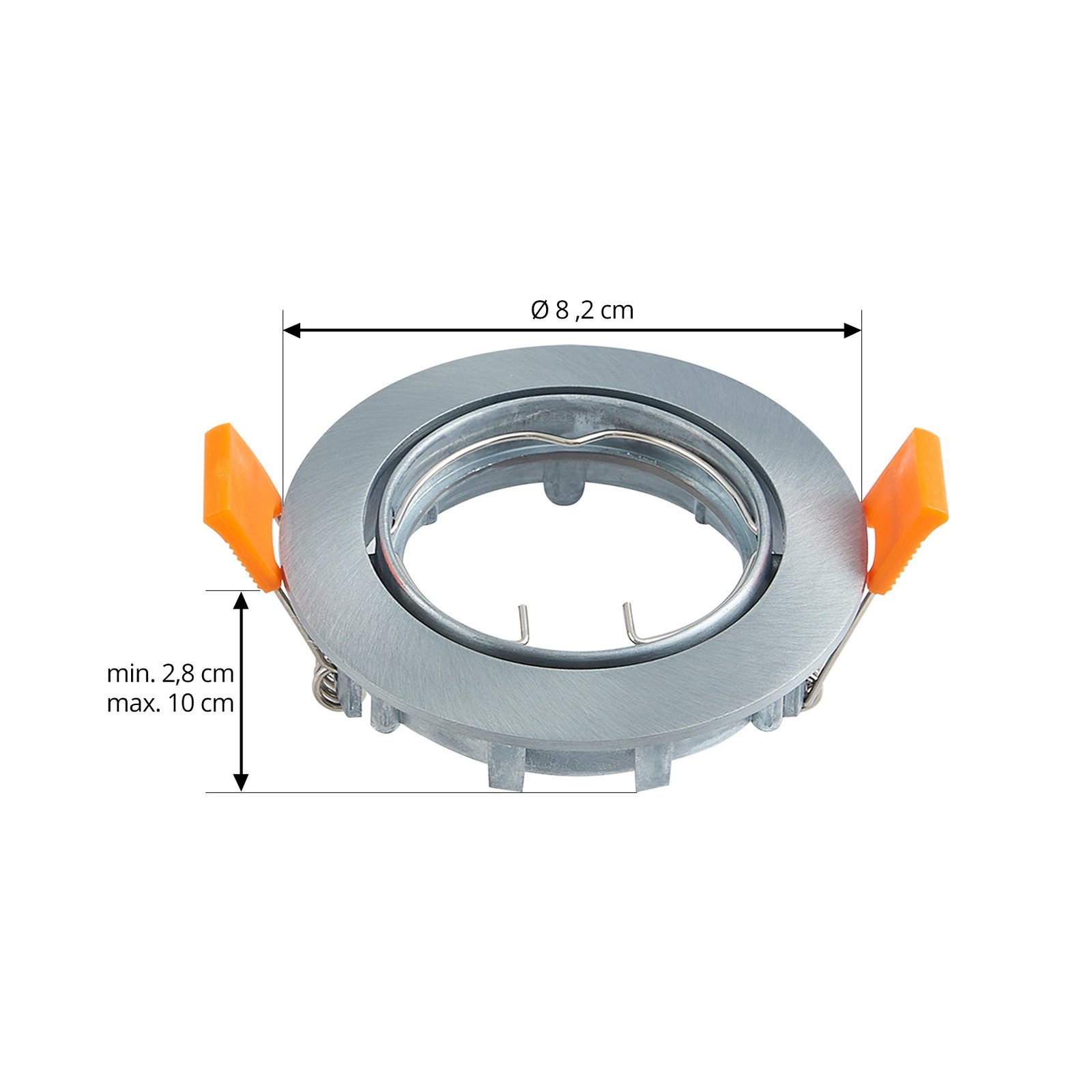 Prios stropna svetilka za vgradnjo Fibur, siva, aluminij, Ø 8,2 cm