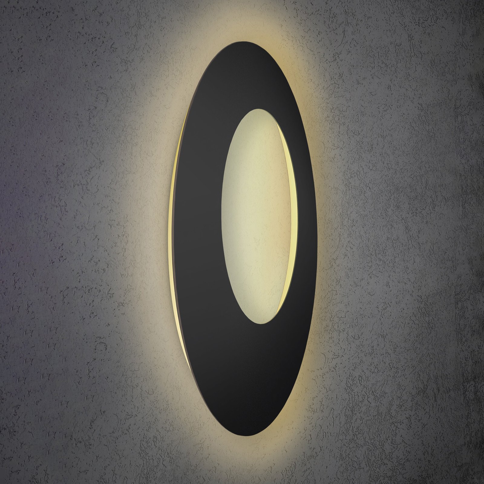 Escale Blade Open LED-vegglampe, svart, Ø 79 cm