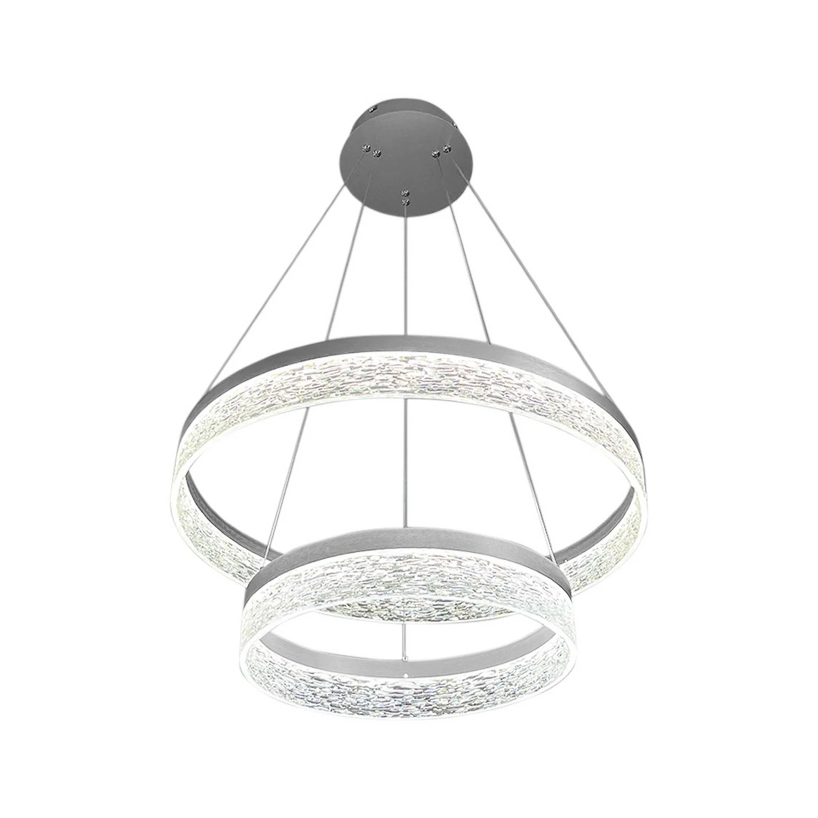 LED viseča svetilka Gala, srebrna, kovina, Ø 60 cm, 4.000 K