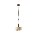 Carlotta hänglampa, 1 lampa, beige/valnöt, Ø 27 cm, trä/betong – Lucande