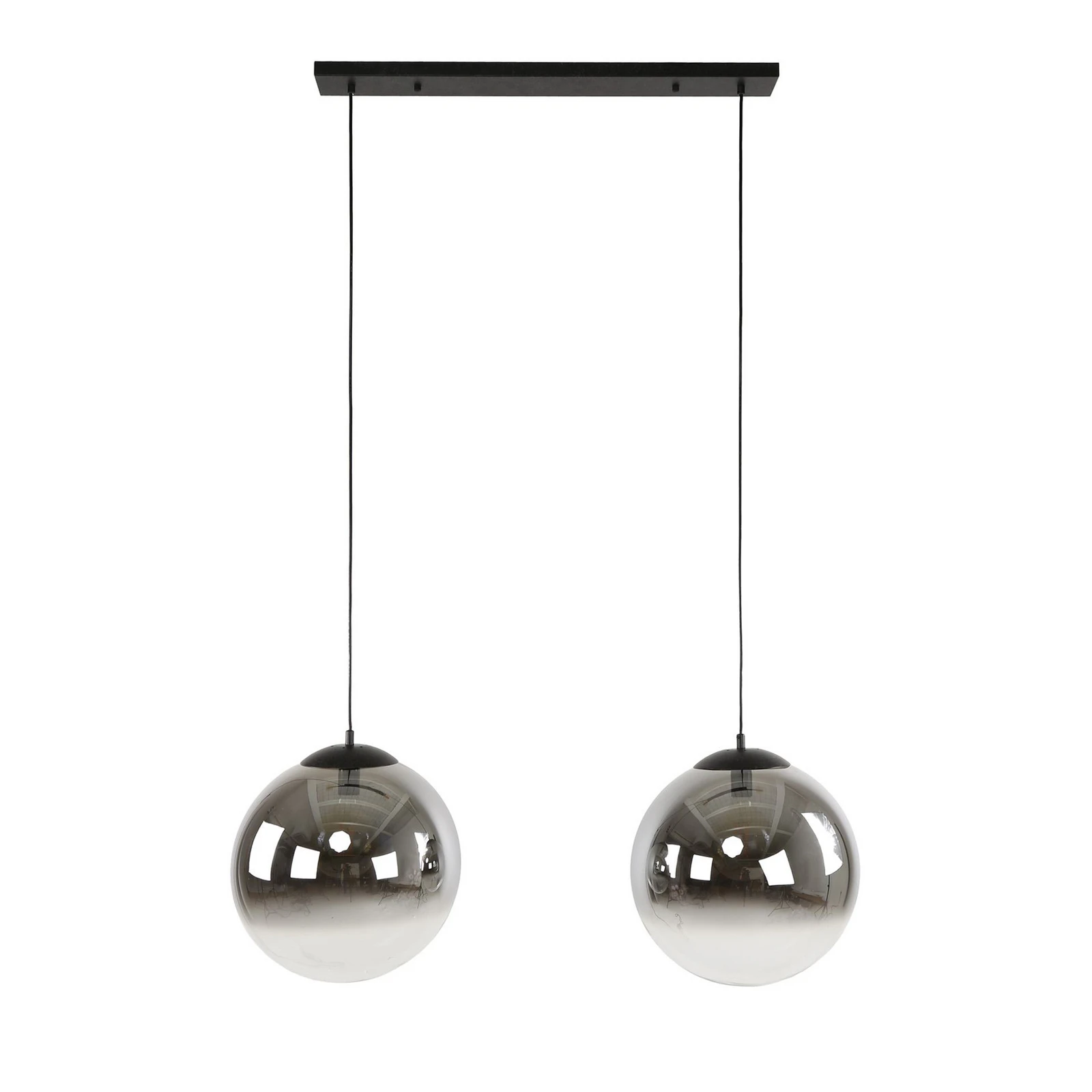 Suspension Glassball XL, à 2 lampes, verre, gris fumé, anthracite