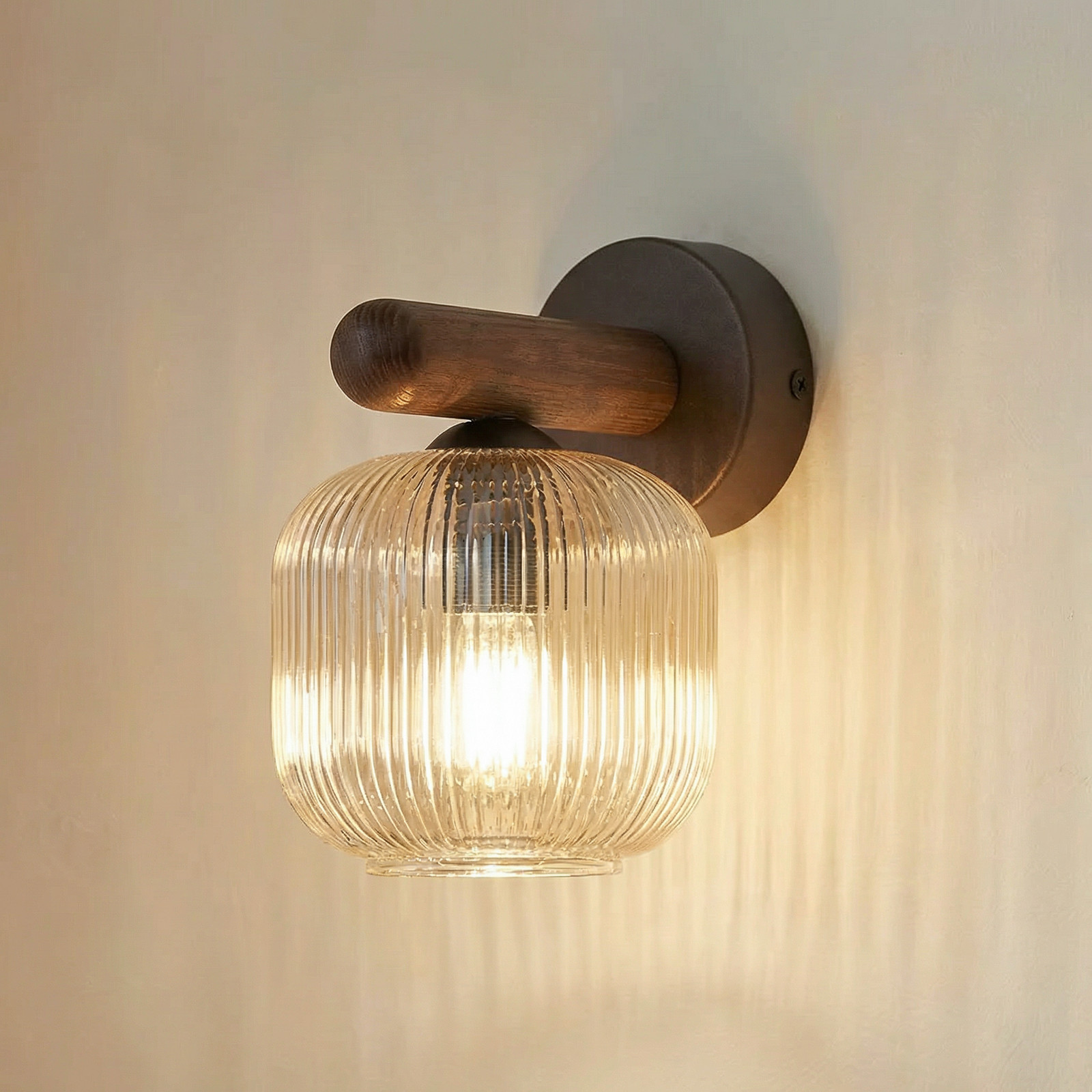 TK Lighting Aplică Salvia maro/cognac sticlă înălțime 20 cm E14 - Camera de zi / sufragerie - lemn închis coniac