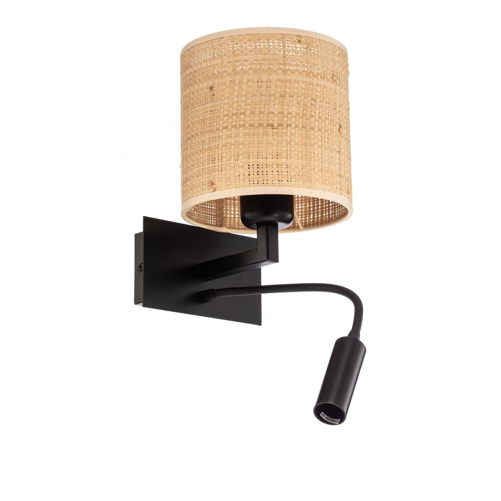 Wandlamp Harry, rond, zwart/jute licht