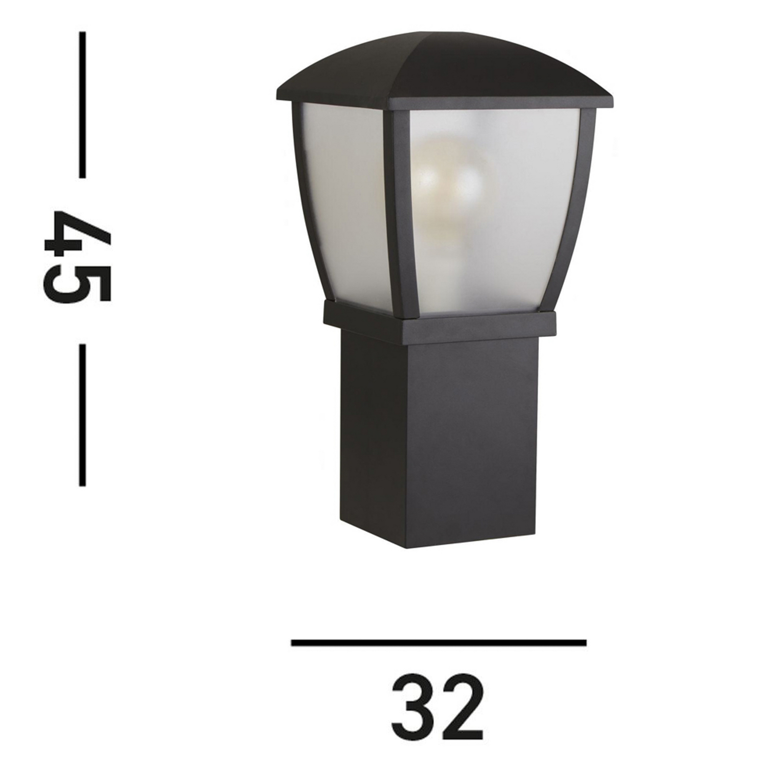 Luminaire pour socle Seattle, IP44, noir, hauteur 45 cm, métal