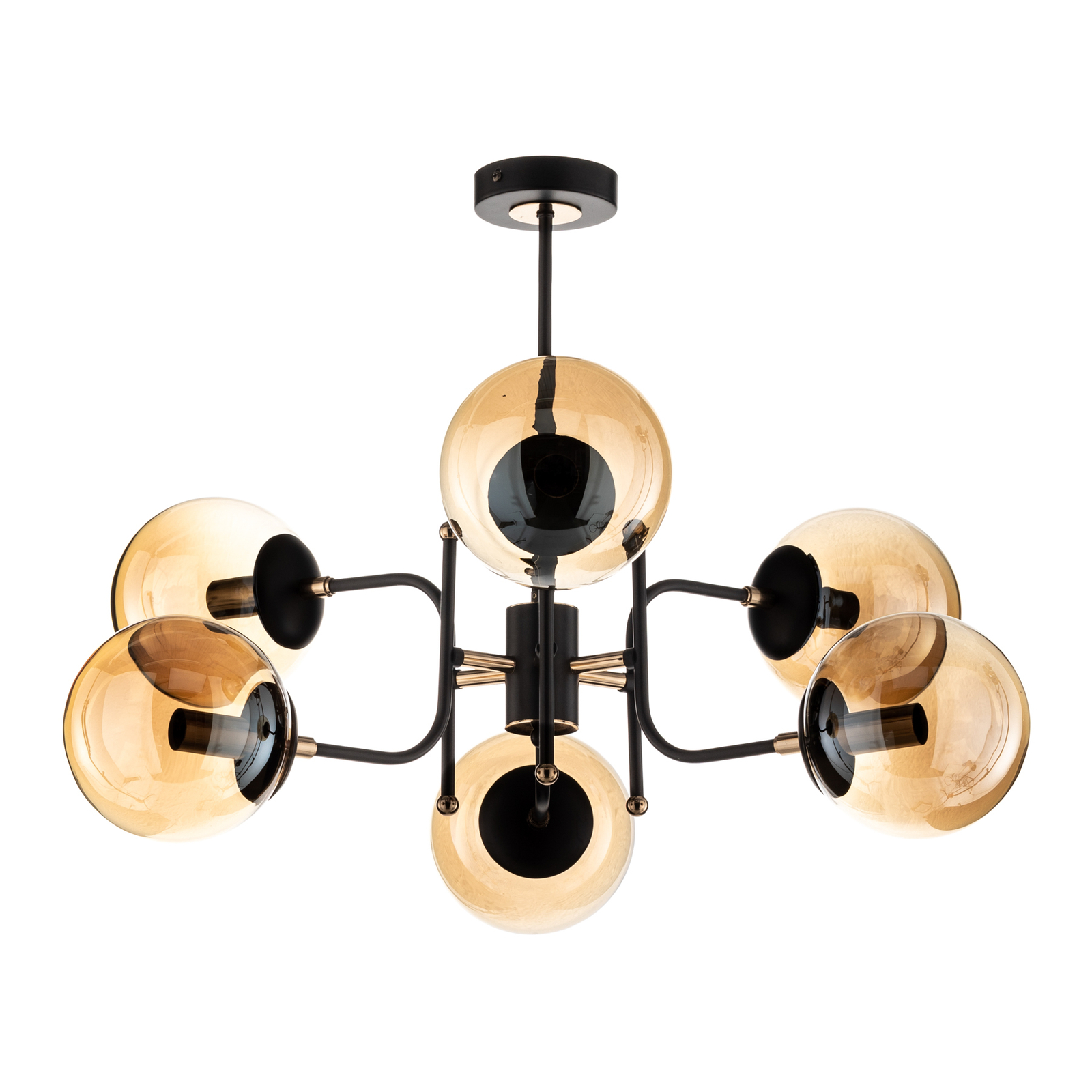 Plafondlamp Primas, zwart-goud, Ø 62cm