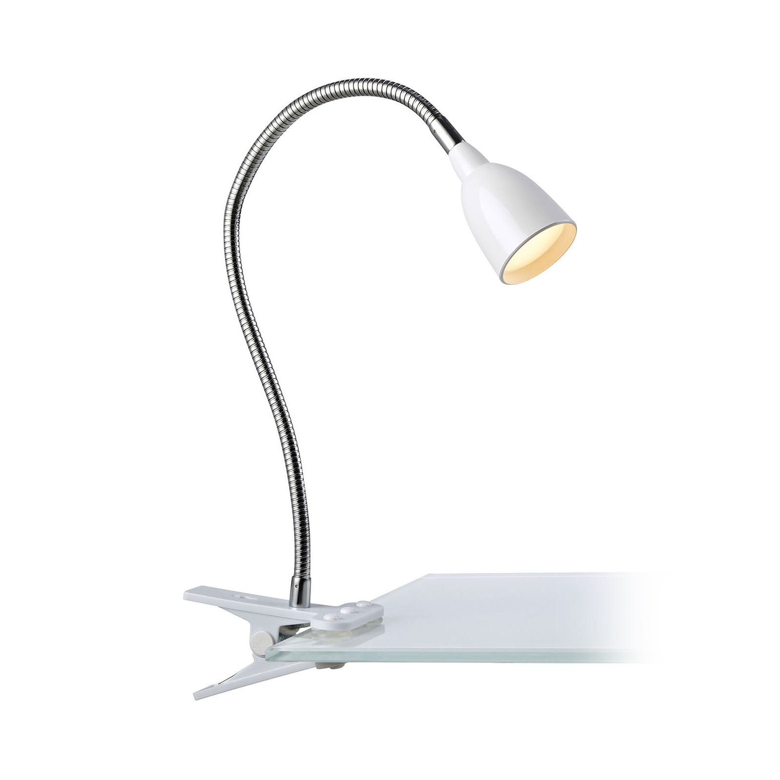 Lampa z klipsem LED Tulip, biała