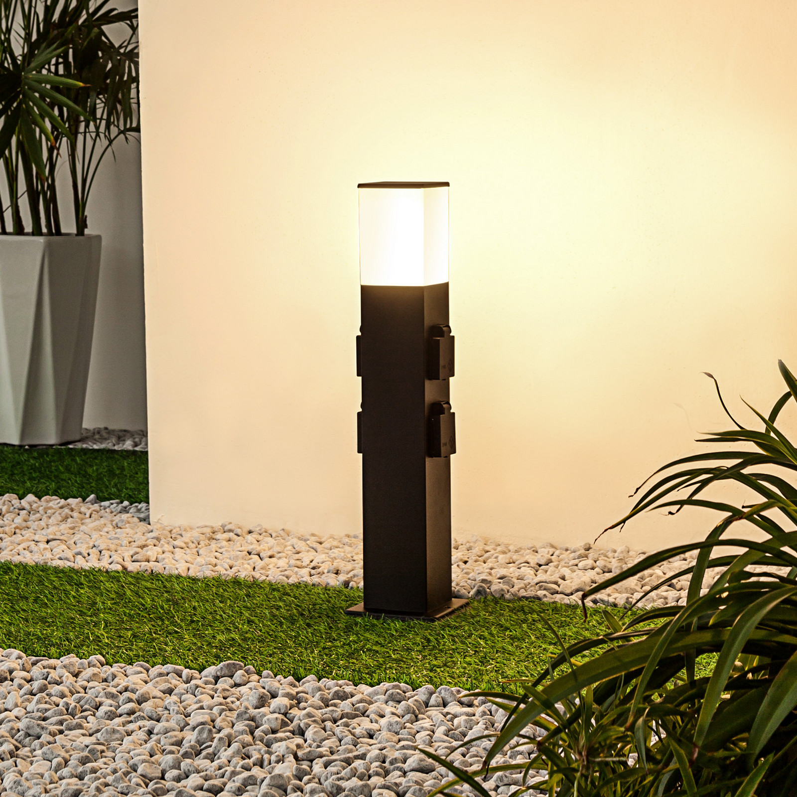 Prios Ayanis lampă cu soclu și 4 prize - Modern - negru alb - Metal