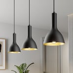 Arcchio Cosmina hanging light, 3-bulb, length 90 cm, black