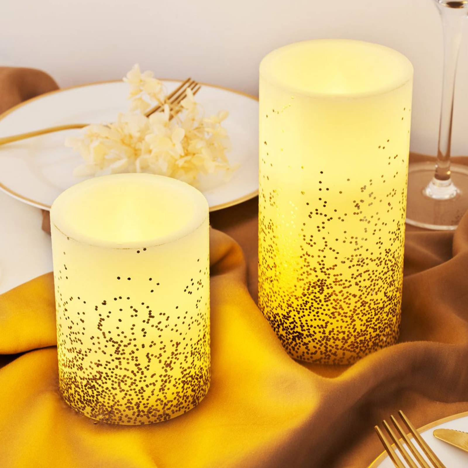 Pauleen Golden Glitter Candle LED stearinlys sæt med 2 stk