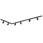 Système de lampes sur rail HT, noir, 6 lampes, 2,25m, connecteur d'angle 