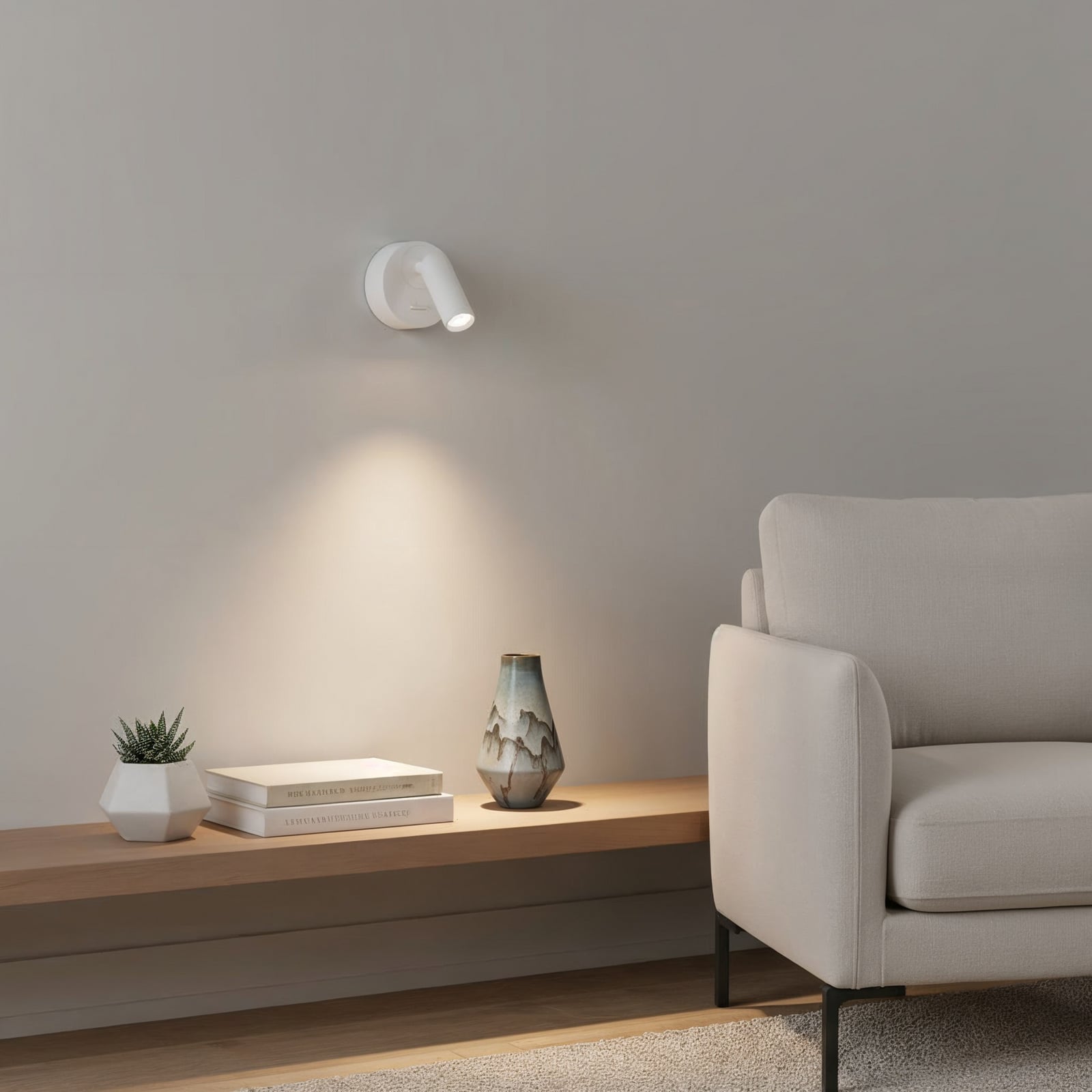Ideal Lux LED nástěnné bodové svítidlo Bean Round, bílé, kovové, otočné
