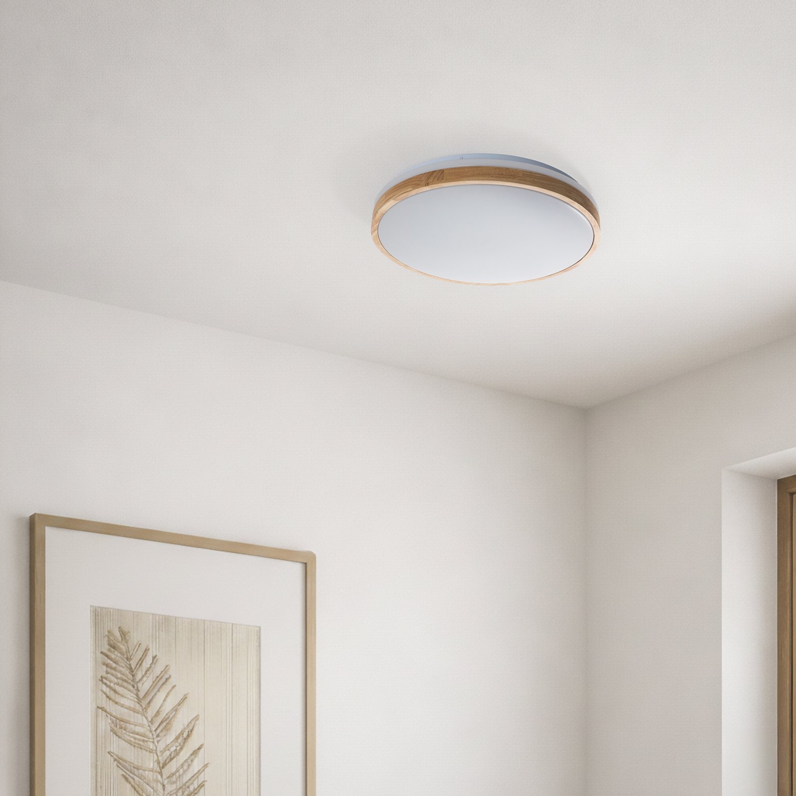 Lindby LED-taklampa Emiva, Ø 49 cm, CCT, trä