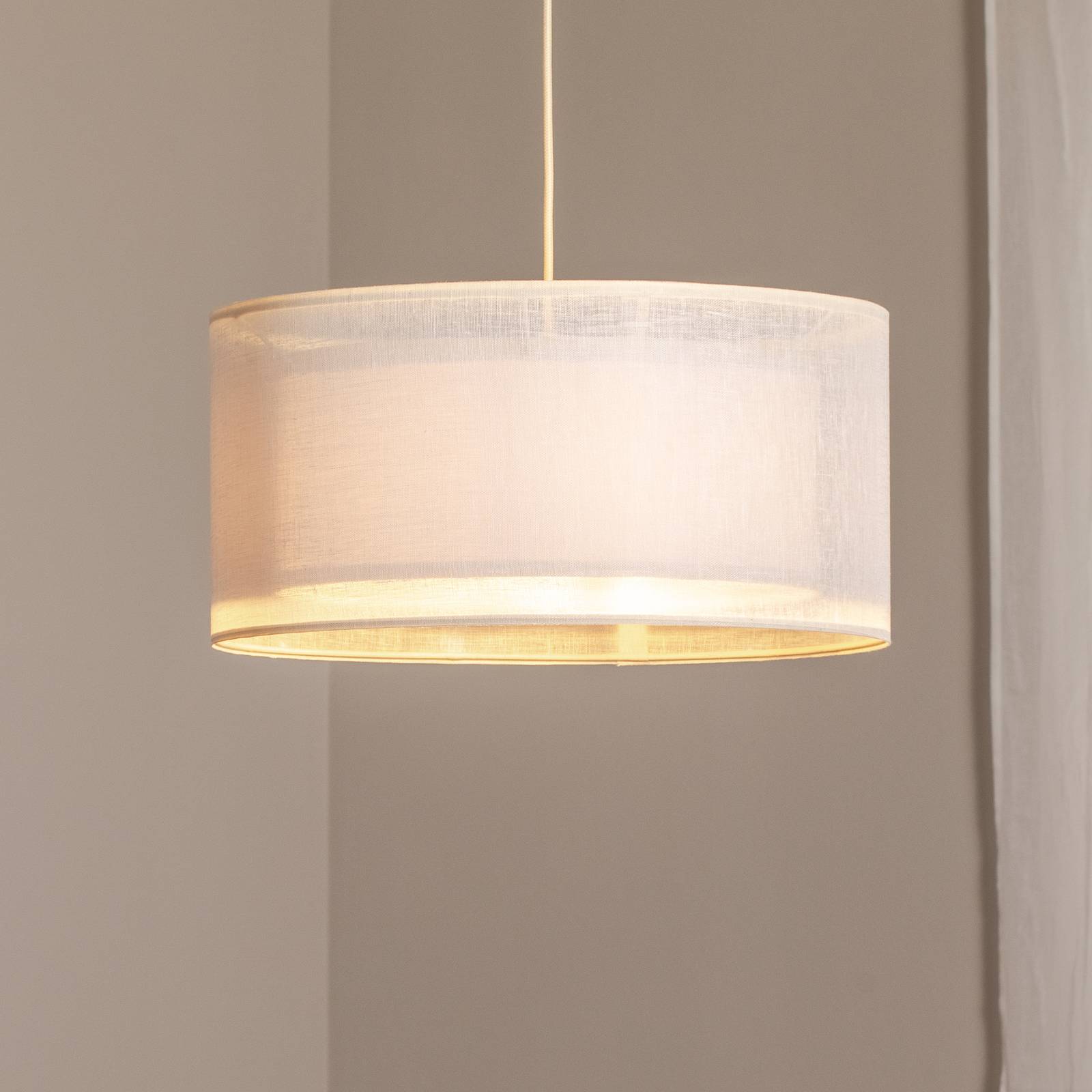 Hängeleuchte Duo Den Light, creme, Ø 50 cm, Leinen, PVC günstig online kaufen