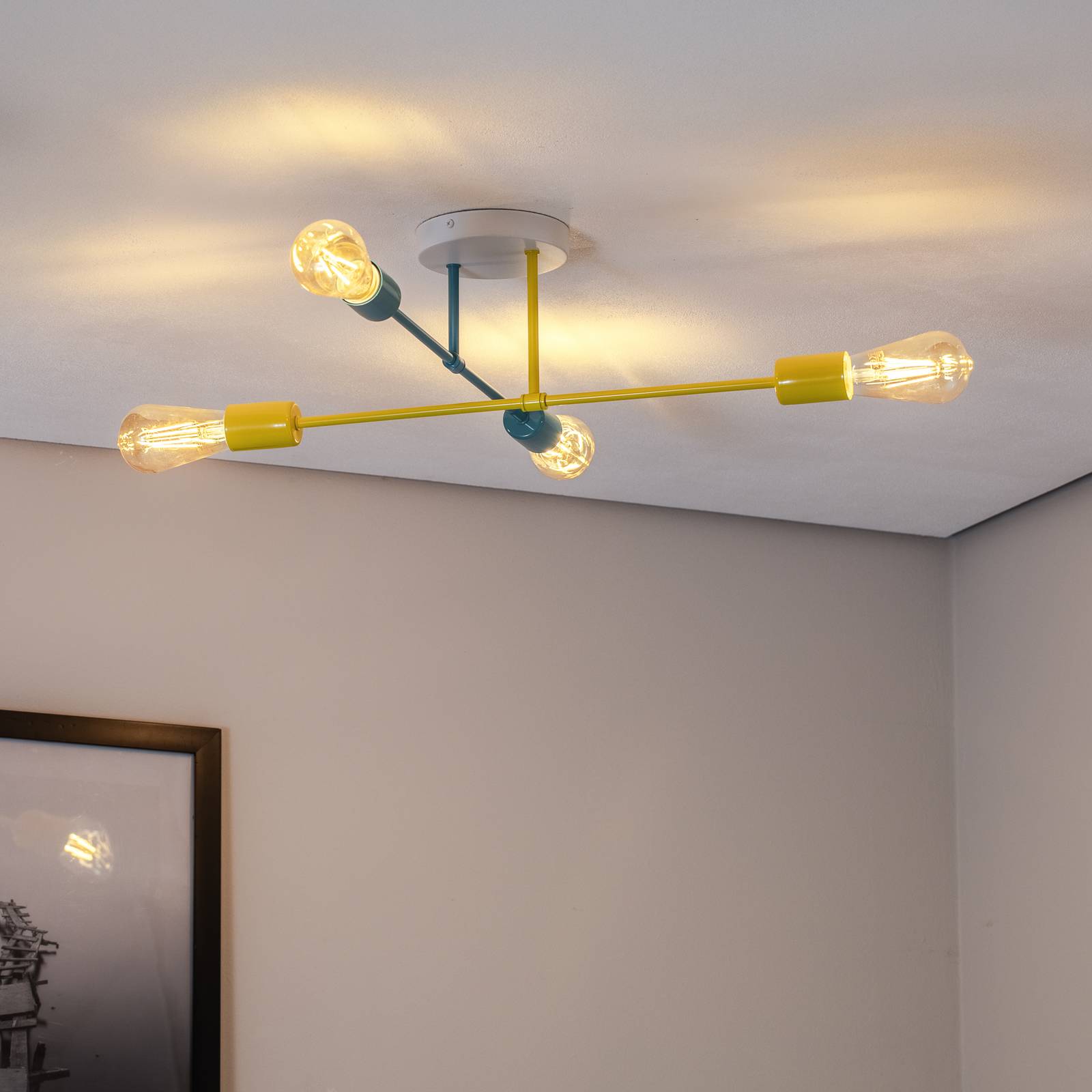 Lampa sufitowa Cambridge, 4-pkt., żółto-turkusowa