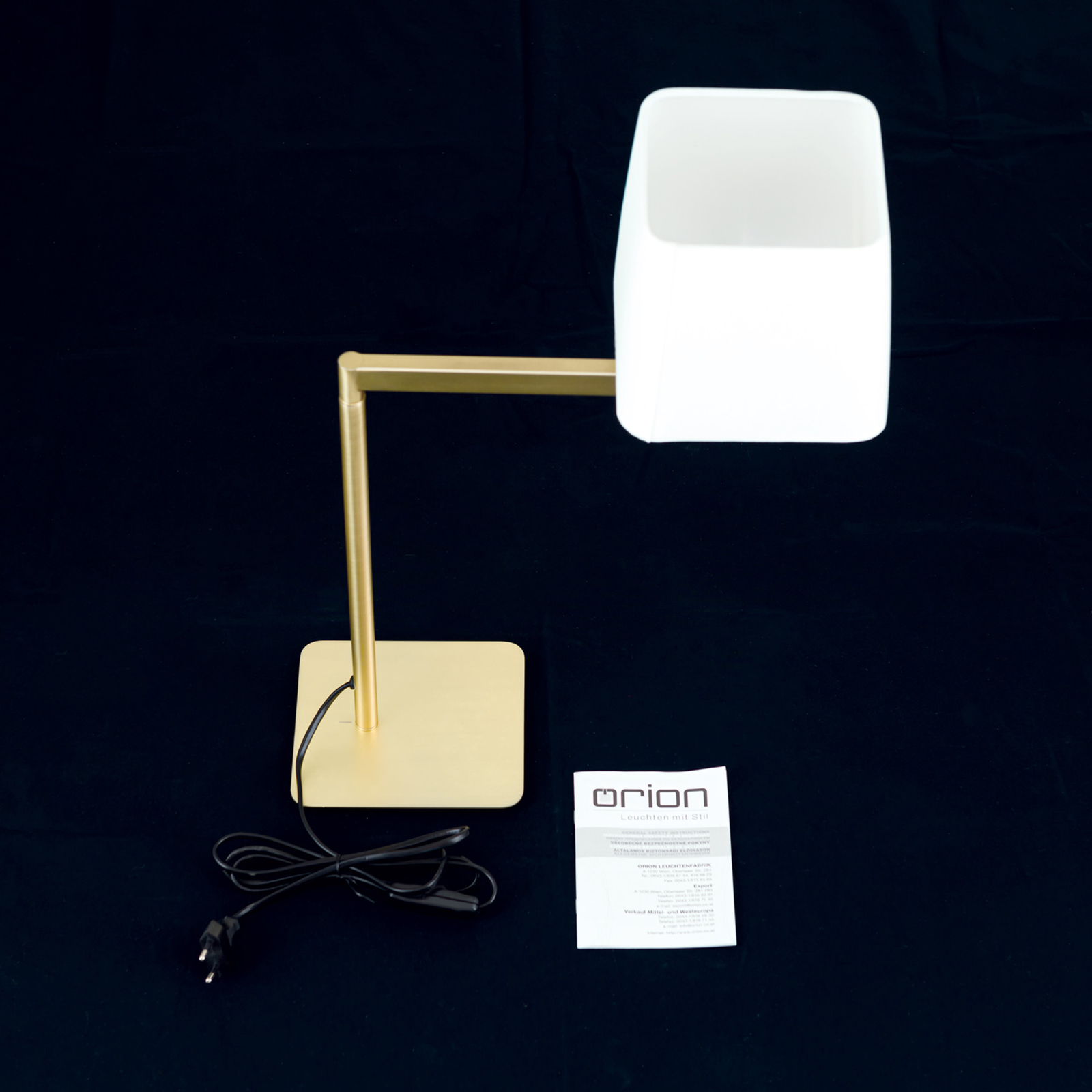 Carlton textile table lamp, matt brass