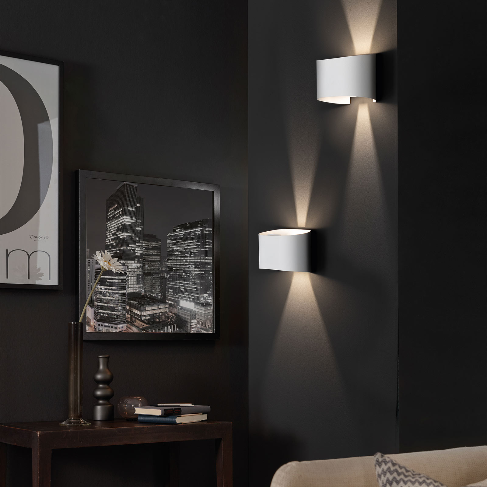 LED-Wandleuchte Wall, zweiflammig, rund