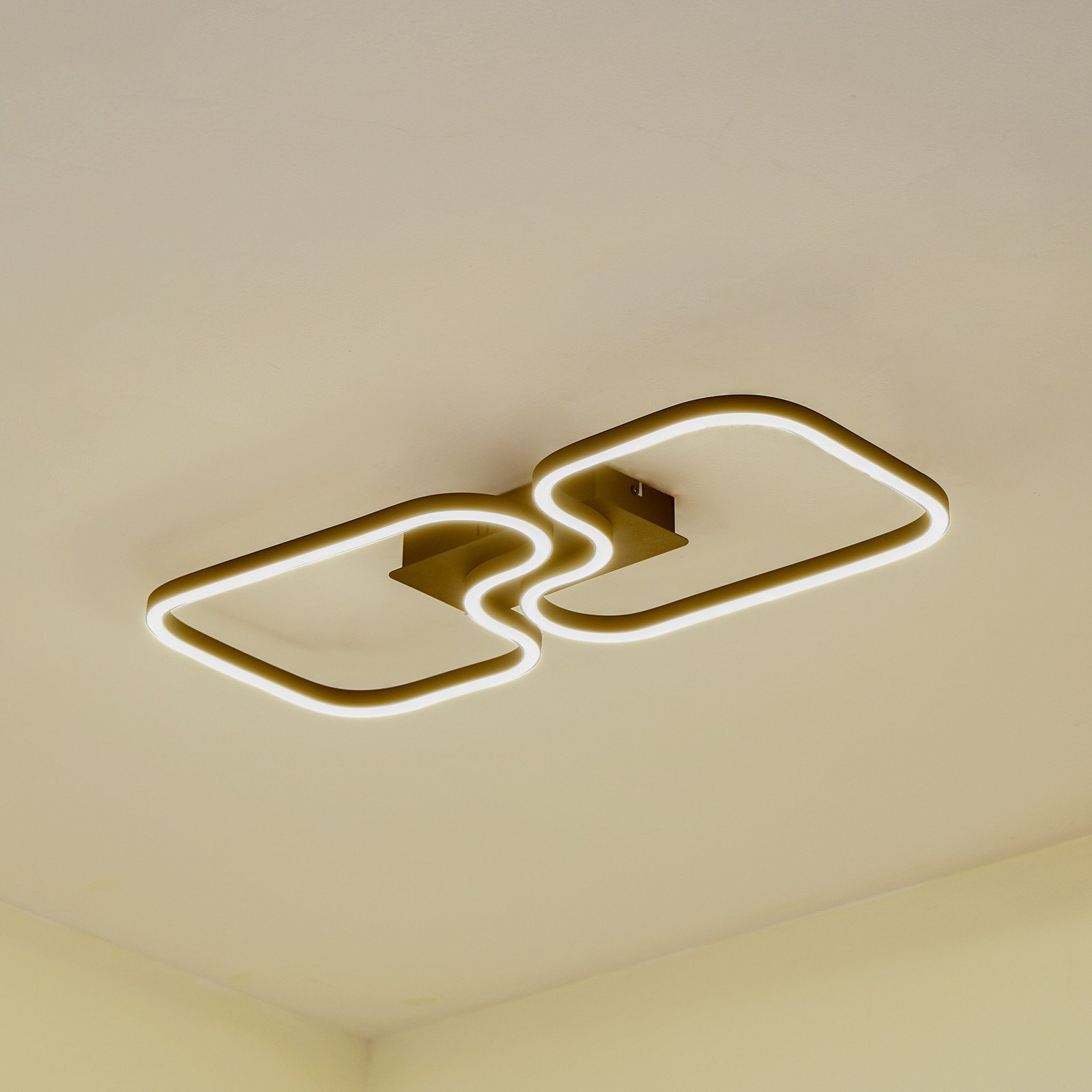 Lucande plafonieră LED Amiya 64 cm negru aluminiu - Camera de zi / sufragerie - modern - negru alb - Metal
