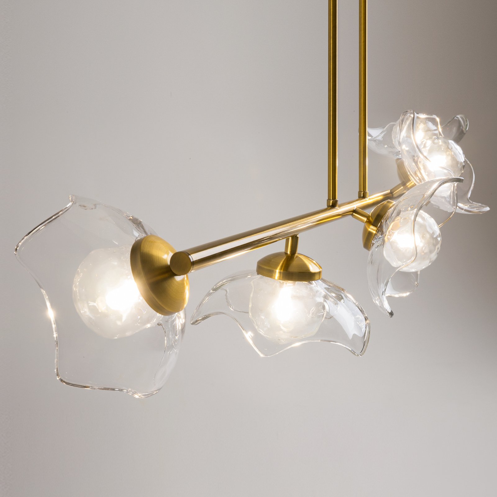 Maytoni pendant light Miracle, 5-bulb, brass-coloured, glass