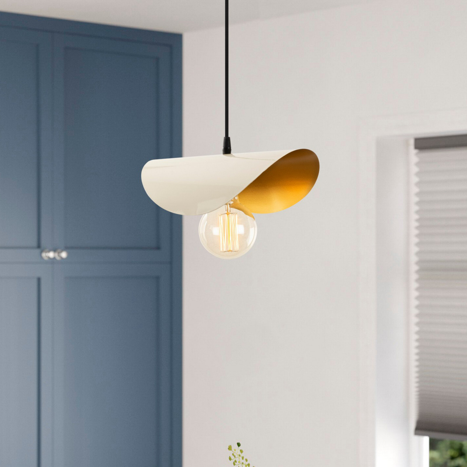 Opviq Lampă suspendată Sivani MR-829 1 bec alb / auriu - Camera de zi / sufragerie - modern - alb auriu negru - Metal