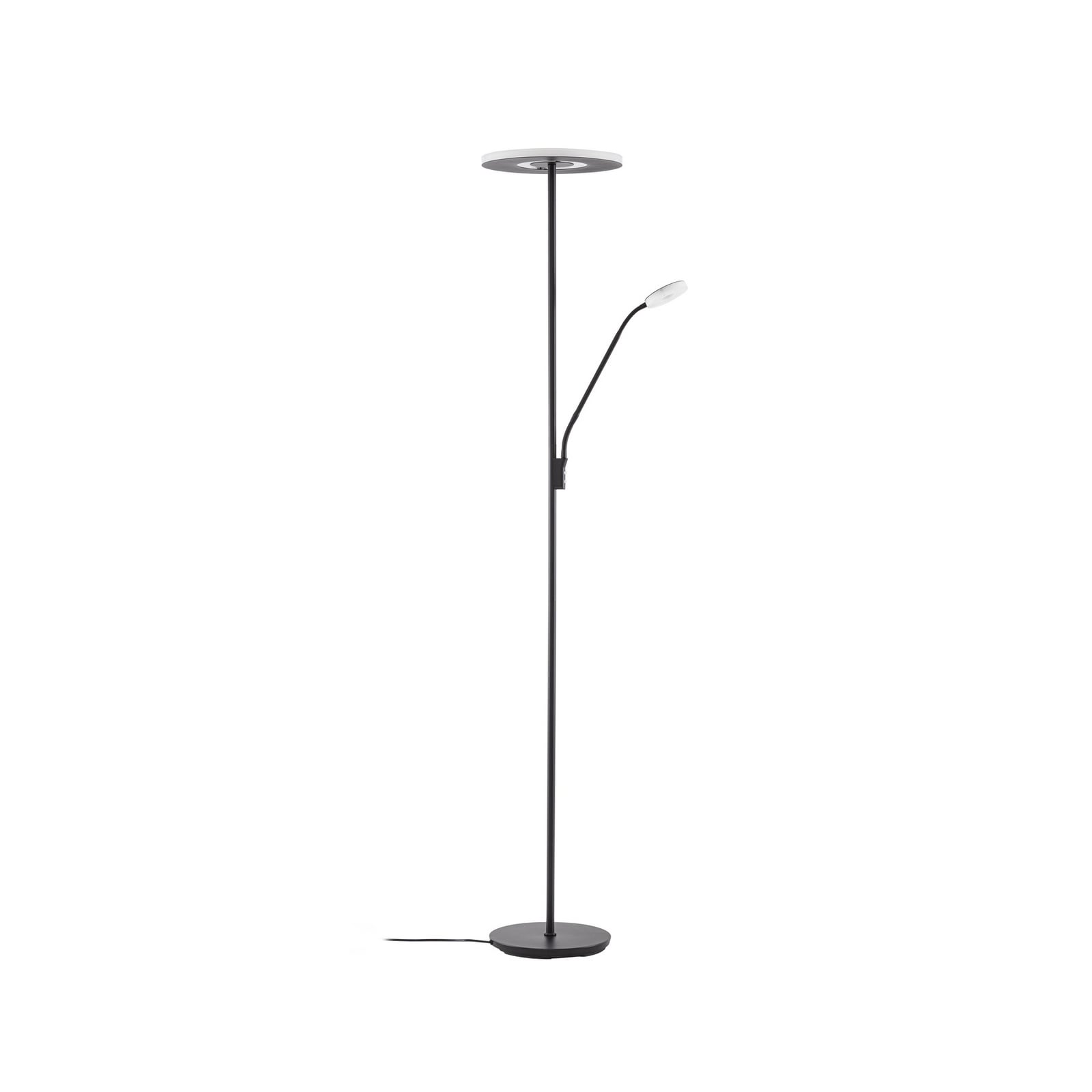 Lucande LED vloerlamp Raymond, zwart, CCT, leeslampje Lucande LED vloerlamp Raymond, zwart, CCT, leeslampje