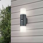 Kültéri fali lámpa Hoosic 2fl. antracit érzékelővel