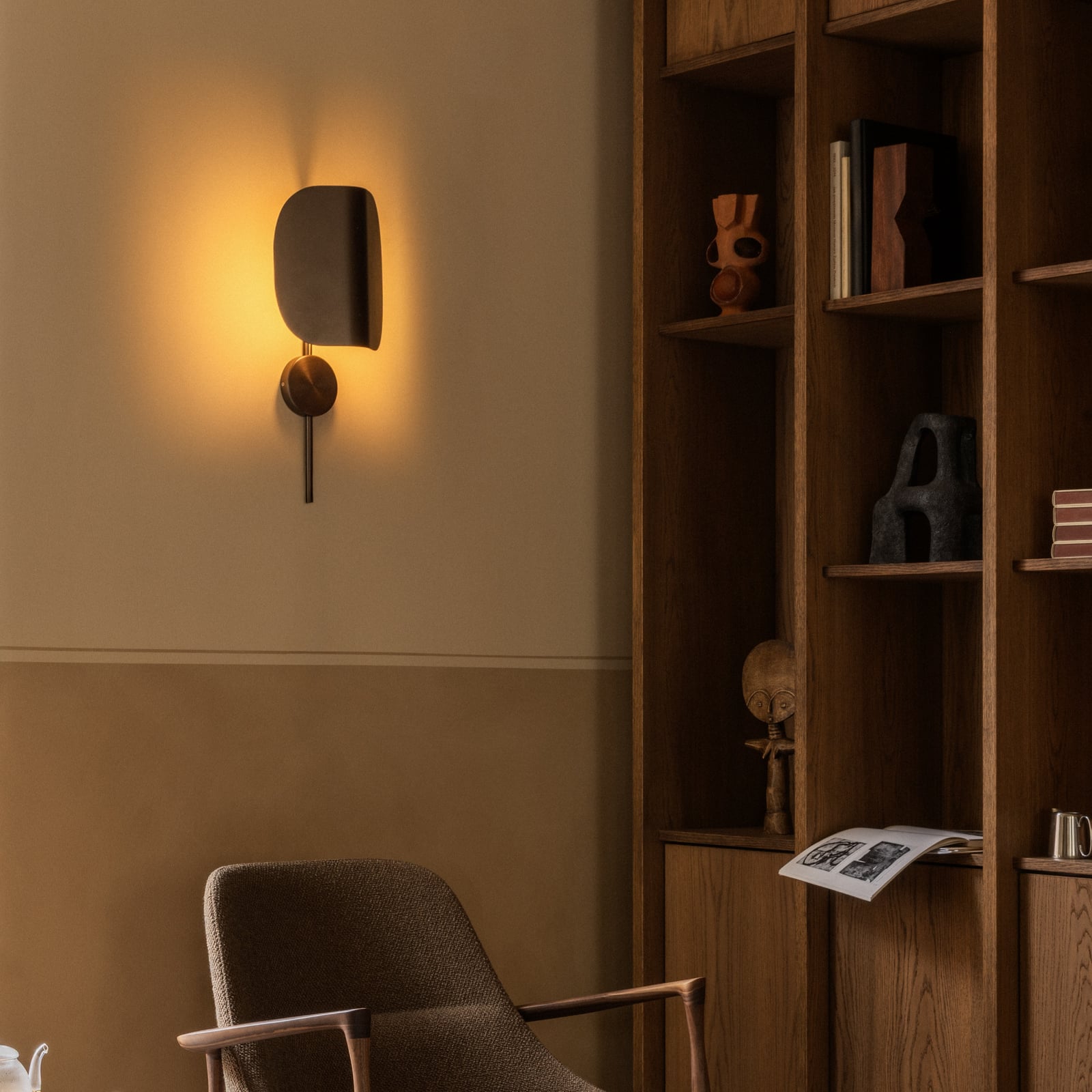 Audo wandlamp Wing, brons, 47 cm, stekker, verstelbaar Audo wandlamp Wing, brons, 47 cm, stekker, verstelbaar