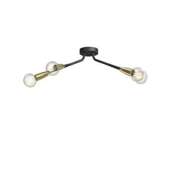 Carlea 4 Plafonnier Black/Brass - Lucande