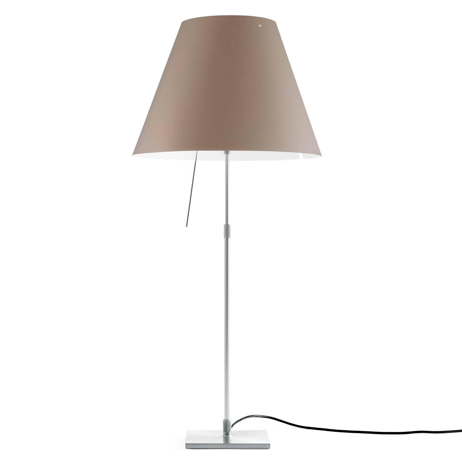 Luceplan Costanza Table lamp D13 aluminium/nougat, for Living / Dining Room, aluminium, polycarbonate, E27, 140 W, energy efficiency: A++, H: 110 cm
