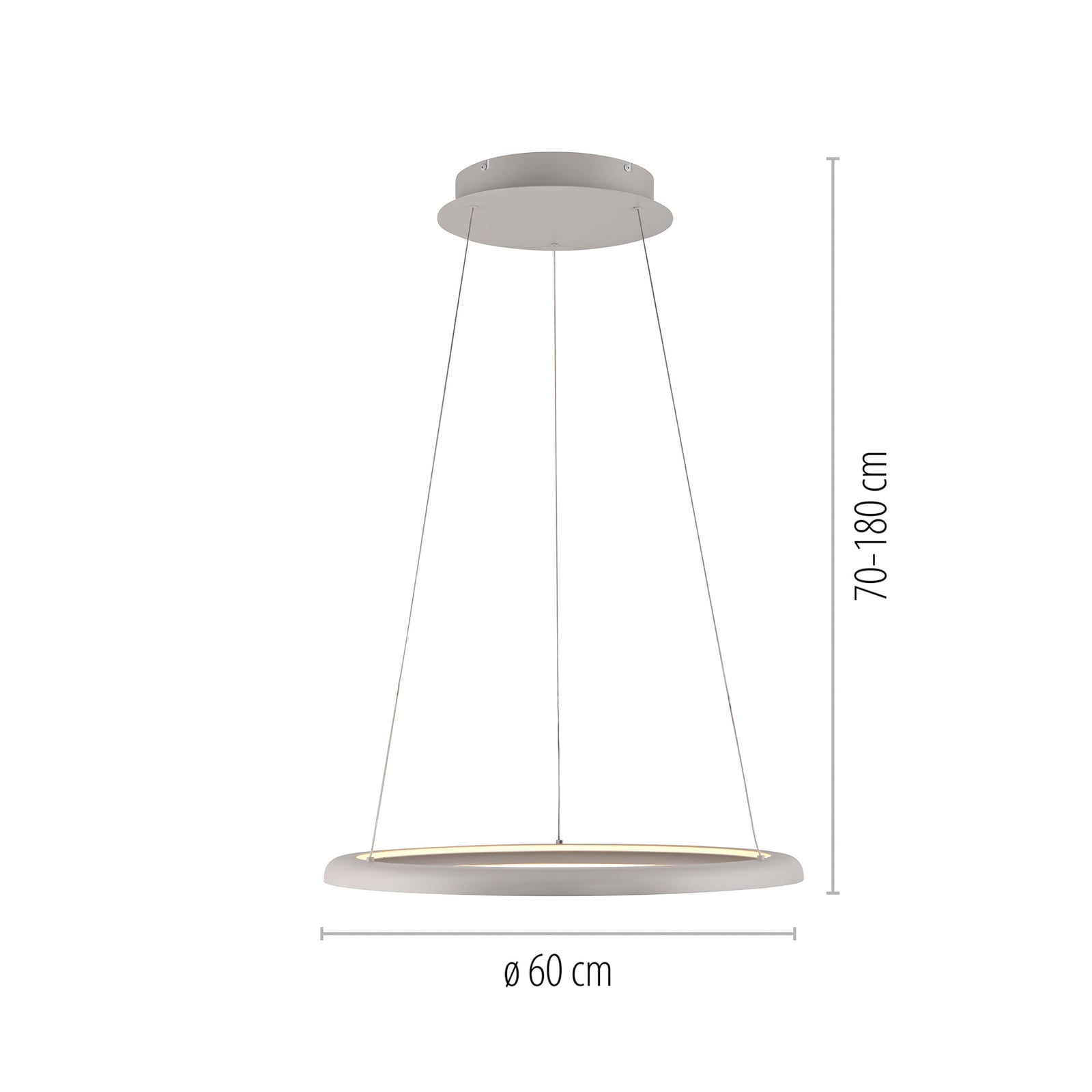 LED viseća svjetiljka QUILLO, bež, Ø 60 cm, metal, s prigušivačem