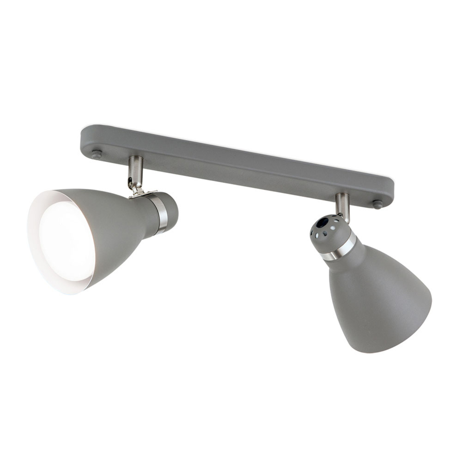 School ceiling spotlight, two-bulb, grey