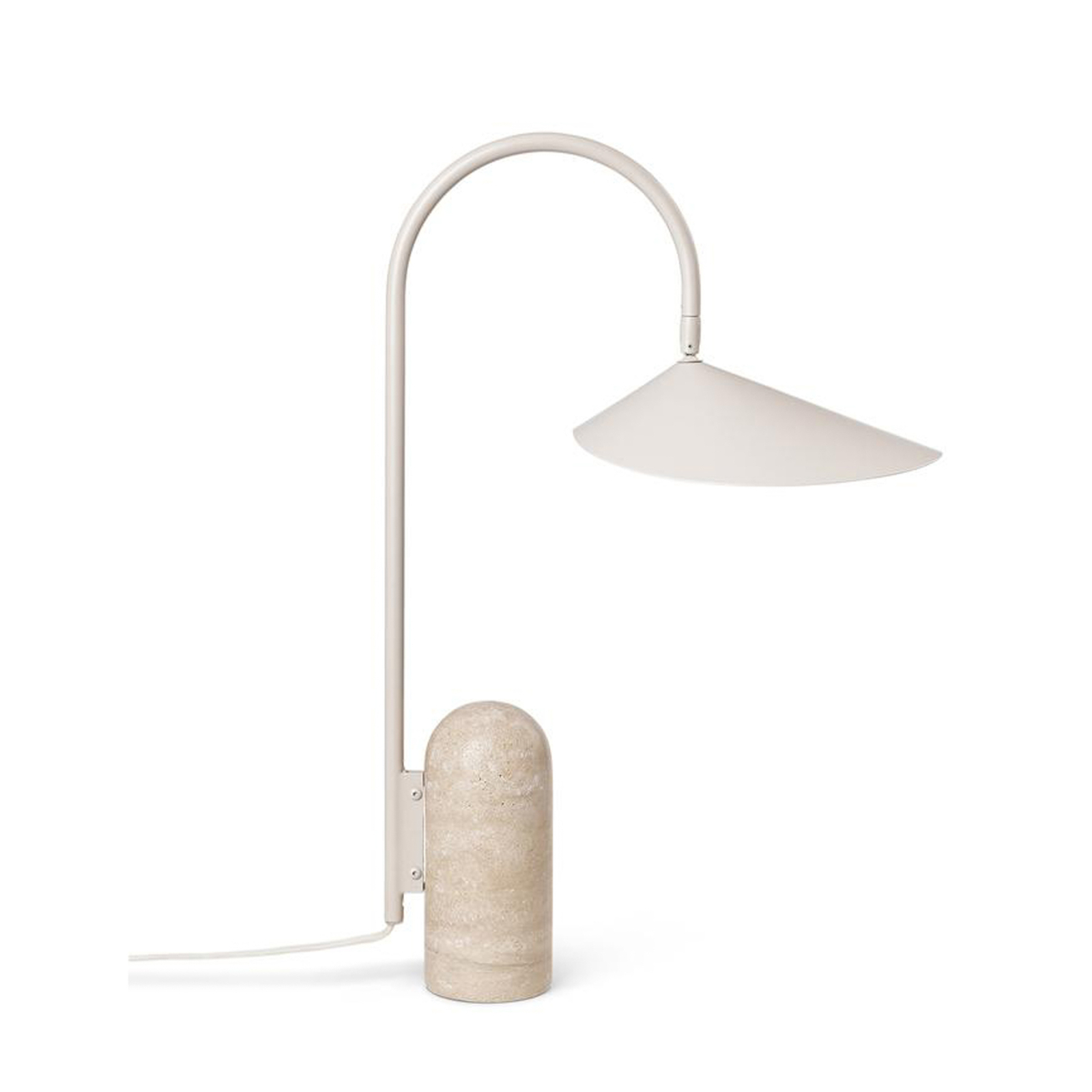 ferm LIVING Arum table lamp, beige, marble, steel, 50 cm