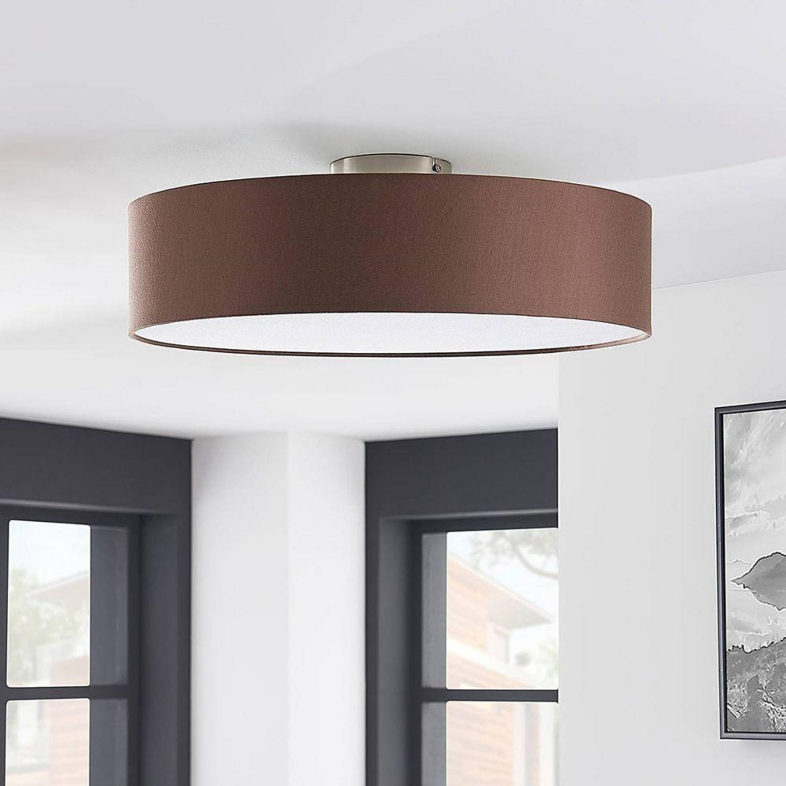 Sebatin Ceiling Lamp Ø50 Brown/White/Nickel - Lindby