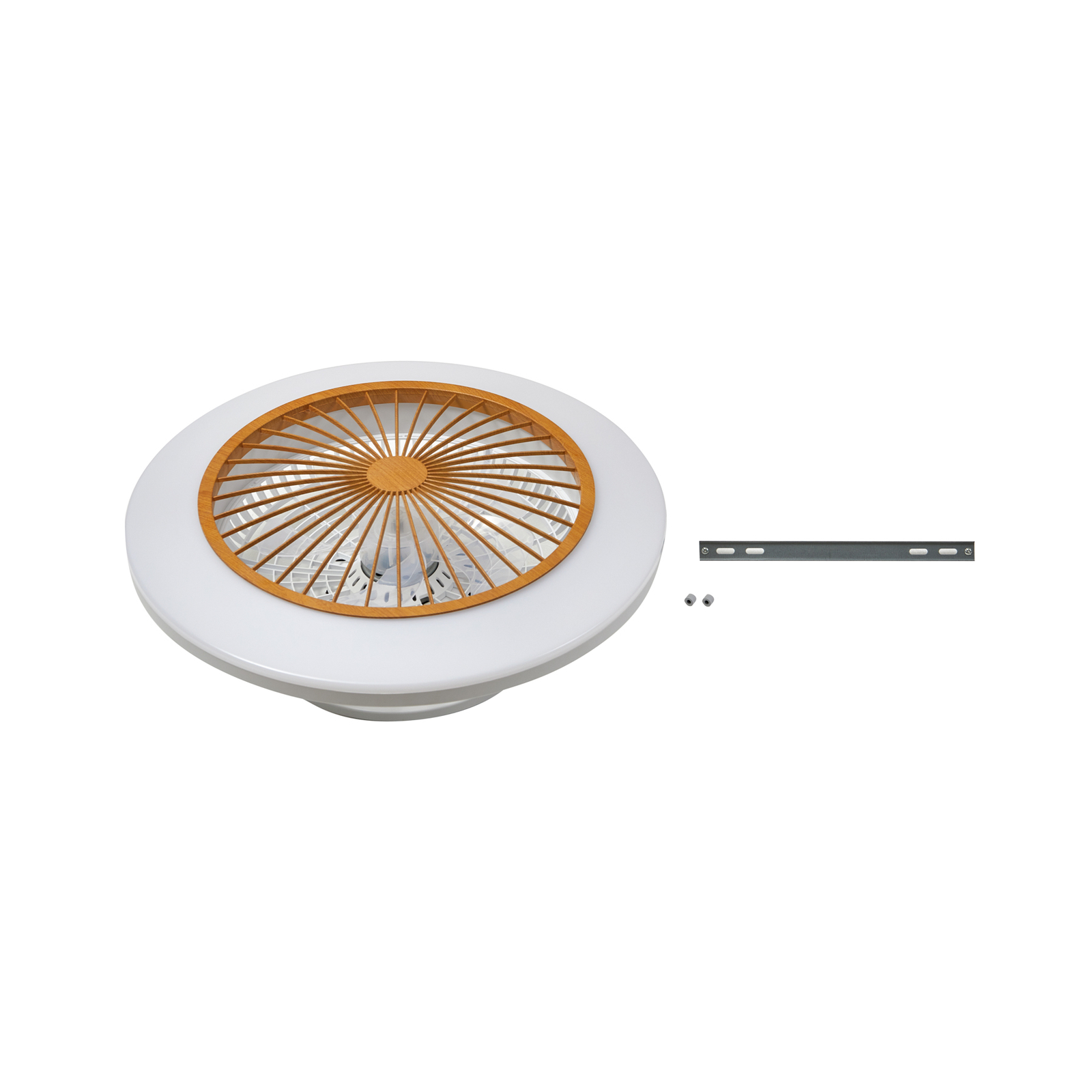 Stropný ventilátor Lindby LED Mamuti, farba dreva, tichý, 55 cm