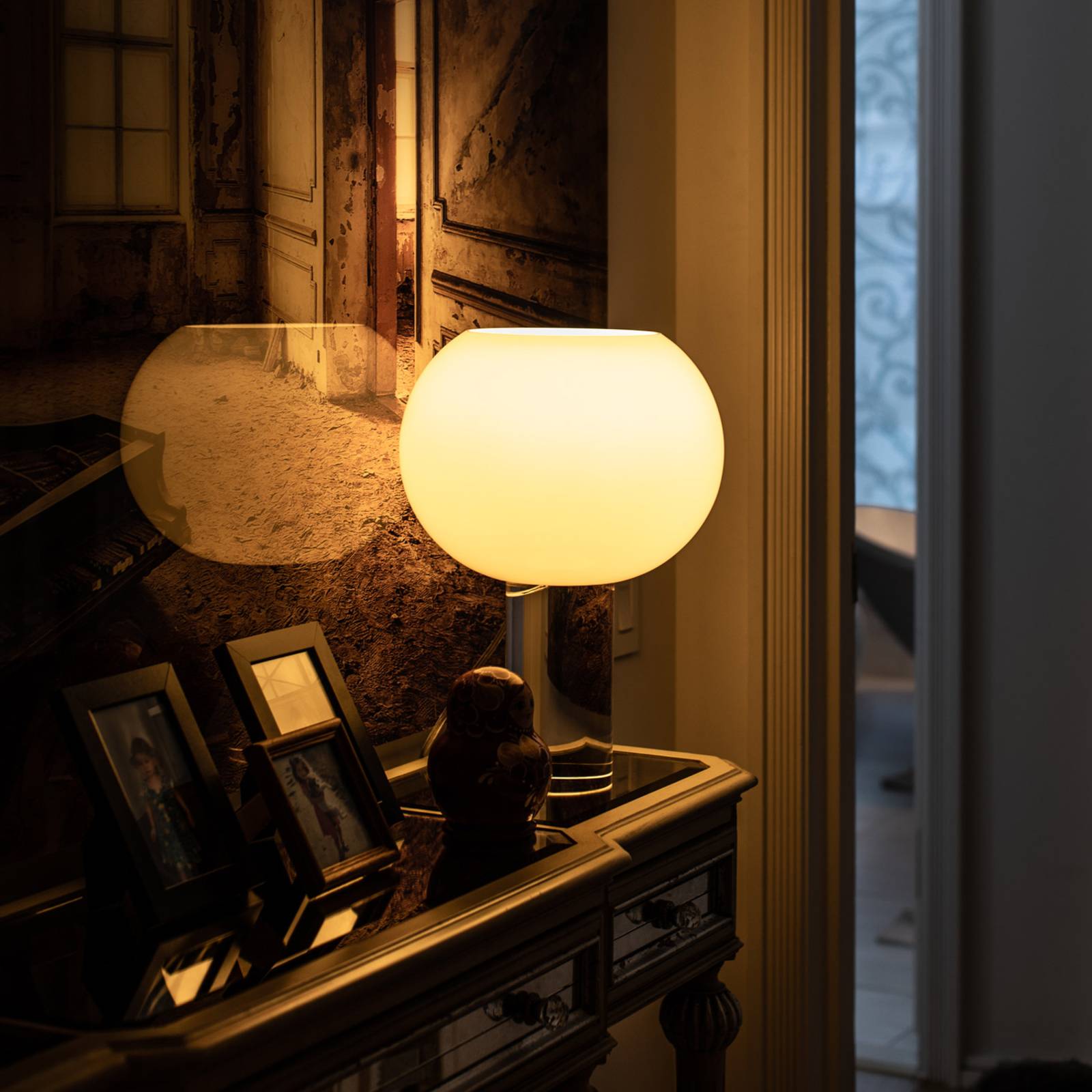 Lampa stołowa Foscarini Buds 3, biały, szkło, tworzywo sztuczne, E27