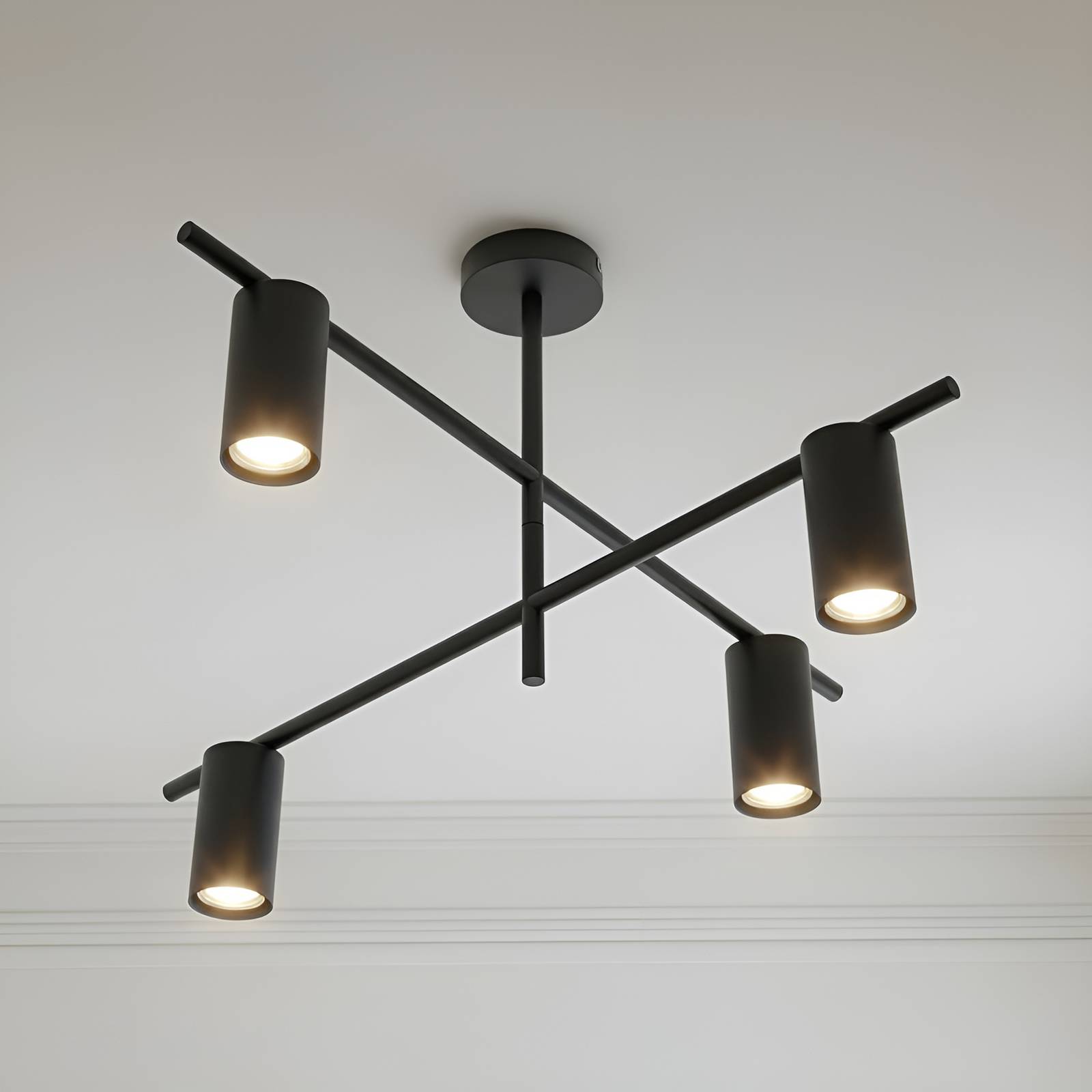 Lindby Deckenleuchte Marilou, schwarz, 4-flammig, Ø 70cm günstig online kaufen