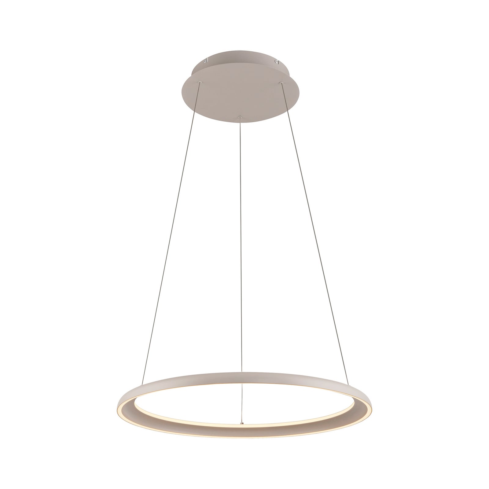 LED viseća svjetiljka QUILLO, bež, Ø 60 cm, metal, s prigušivačem