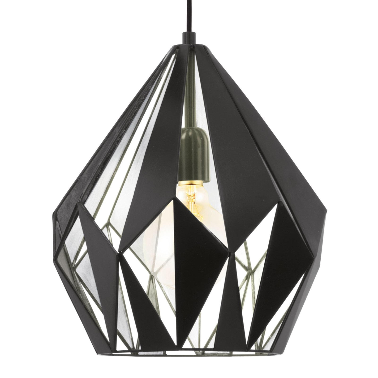 EGLO Carlton Black/Silver Pendant Lamp, for Living / Dining Room, Steel, E27, 60 W, energy efficiency: A++