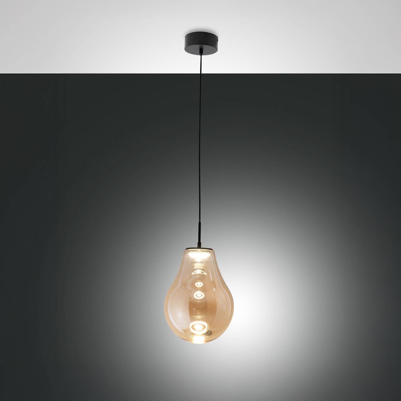 LED-Hängeleuchte Noa, amber, Glas, Ø 25 cm, CCT, dimmbar günstig online kaufen