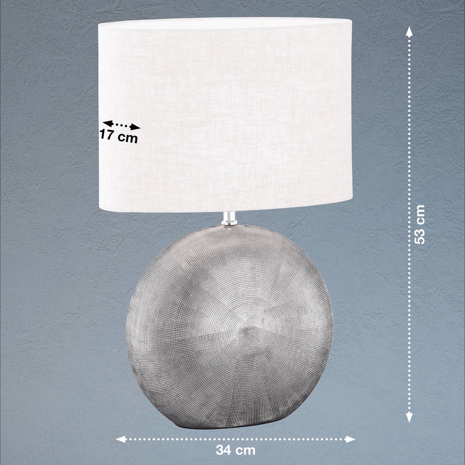Bordlampe Tobse sølv antikk/hvit høyde 53 cm