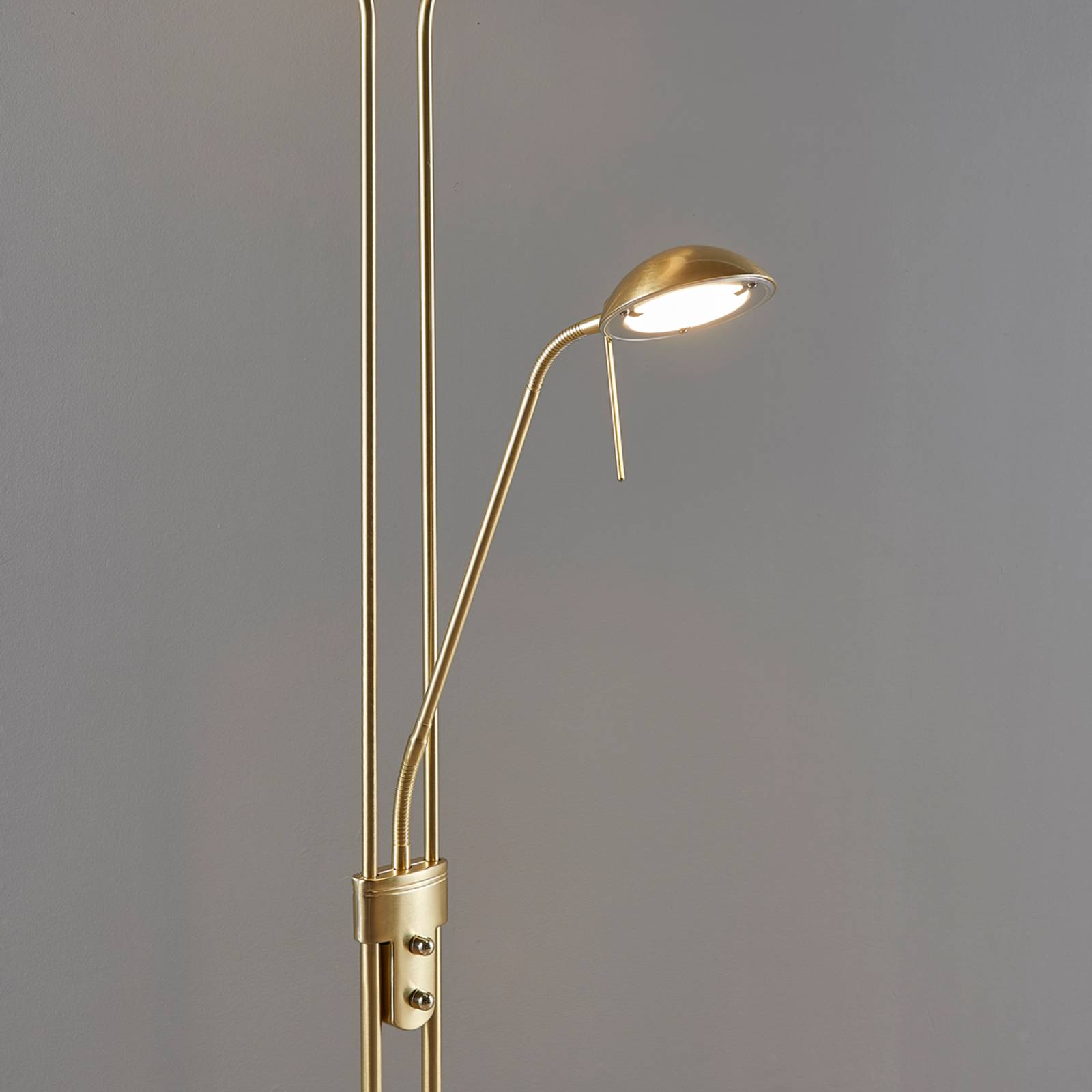 Lampa stojąca LED Lindby Yveta, mosiądz, metal, ściemniany, 183cm