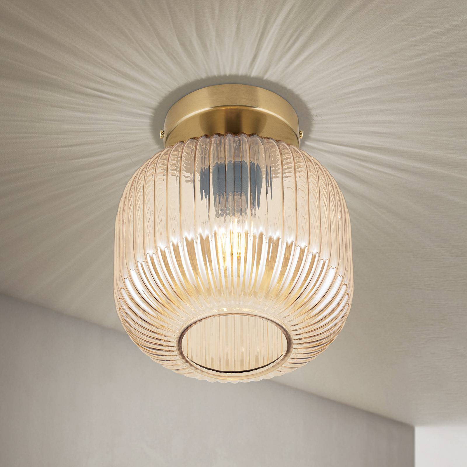 Lampa sufitowa Carneval, bursztynowa, Ø 20 cm, szkło, E27