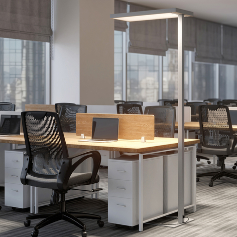 LED-Büro-Stehlampe Somidia mit Dimmer, silber