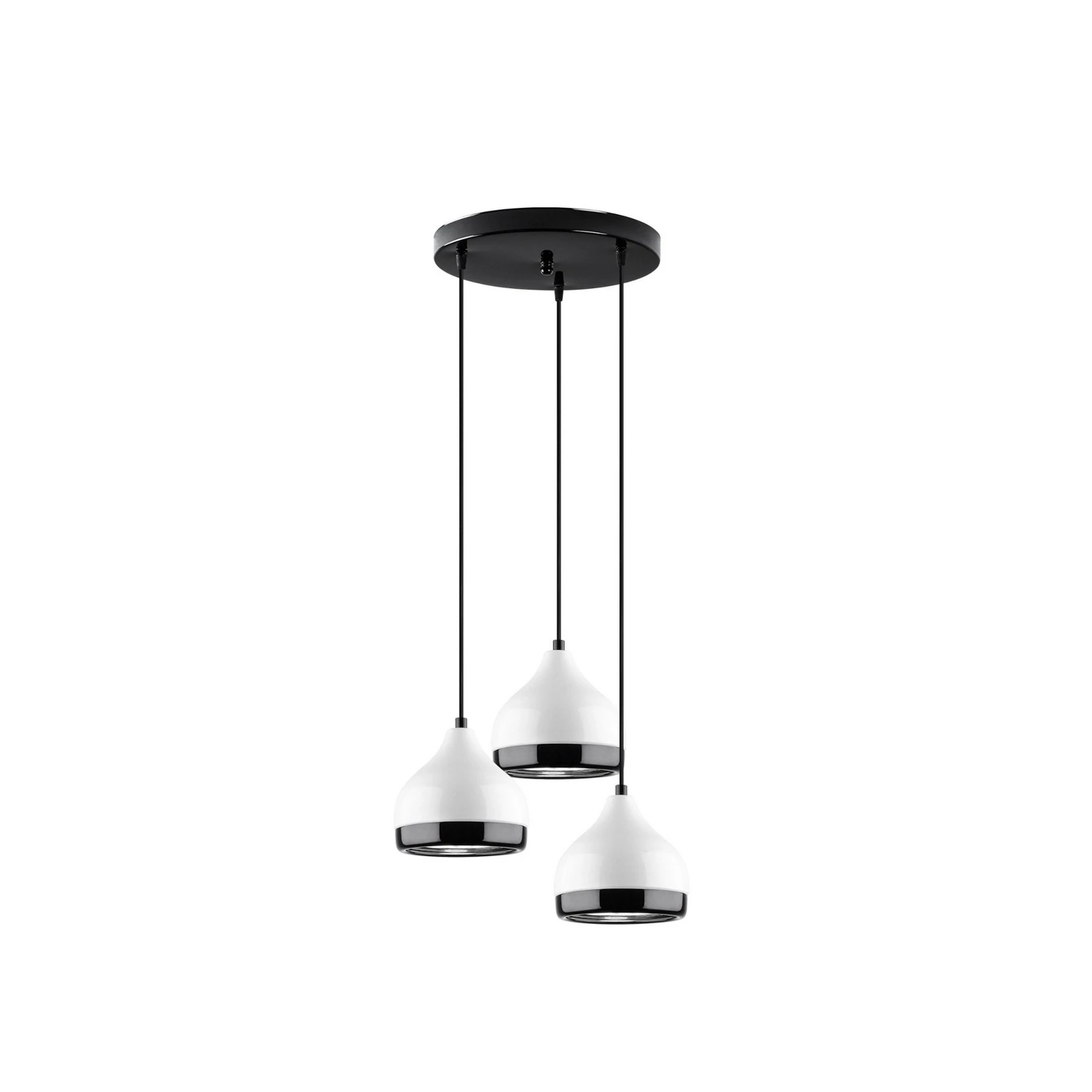 Suspension Yildo 6873, blanc/noir, métal à 3 lampes ronde