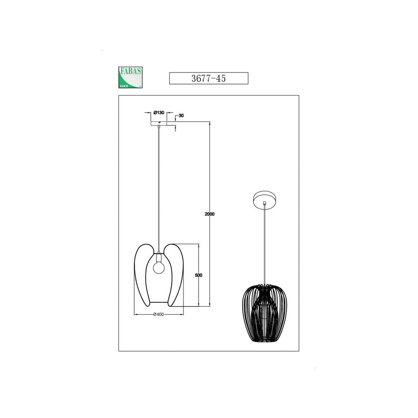 Lampă suspendată Camp Ø 40 cm negru coș din sârmă