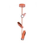 Deckenspot Leda 3, ziegelrot, 3-flammig, Stahl, Höhe 76 cm
